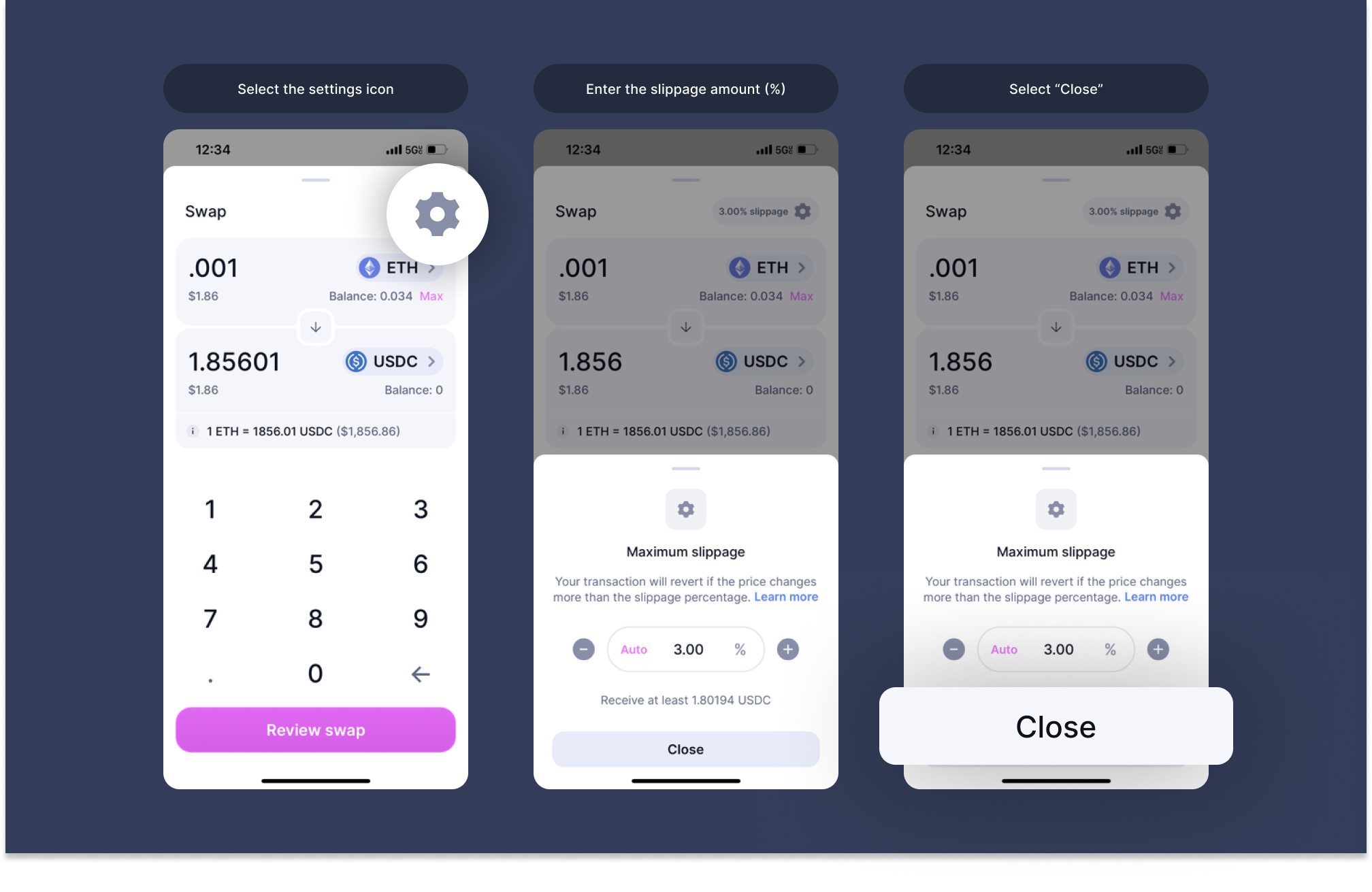 How to change slippage in the Uniswap Wallet Uniswap Labs
