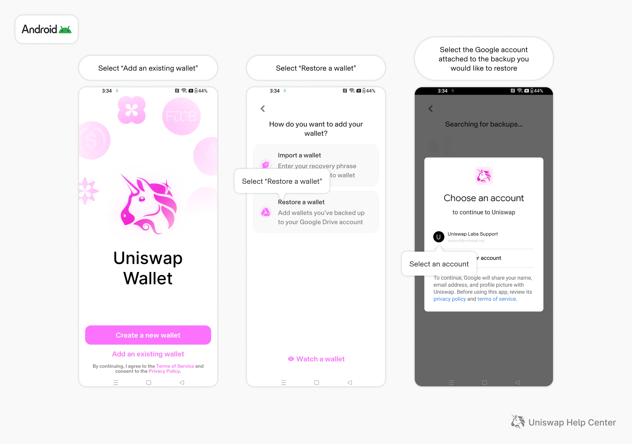 How do I restore my wallet using my iCloud or Google Drive backup