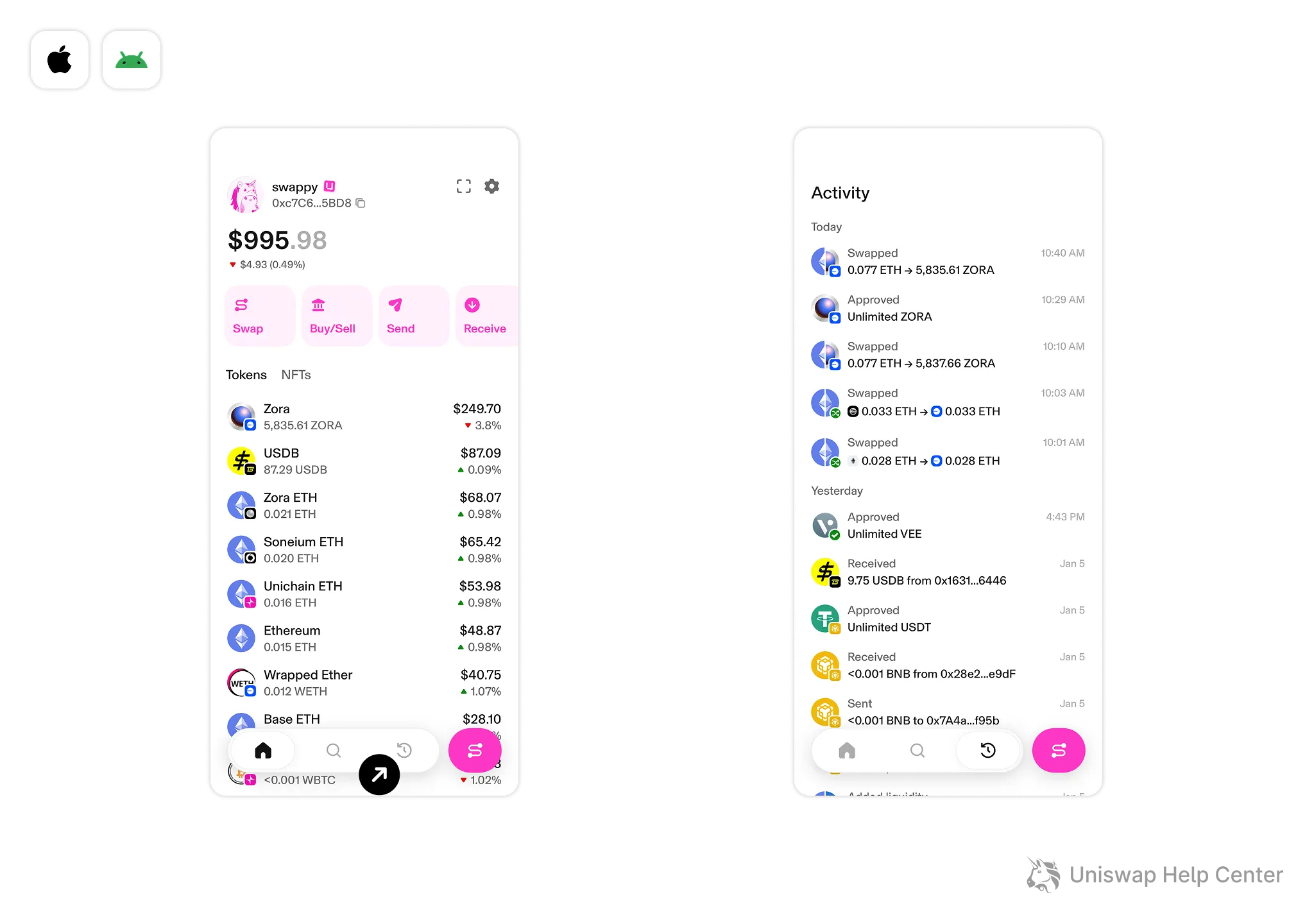 How to view your Uniswap Wallet activity – Uniswap Labs