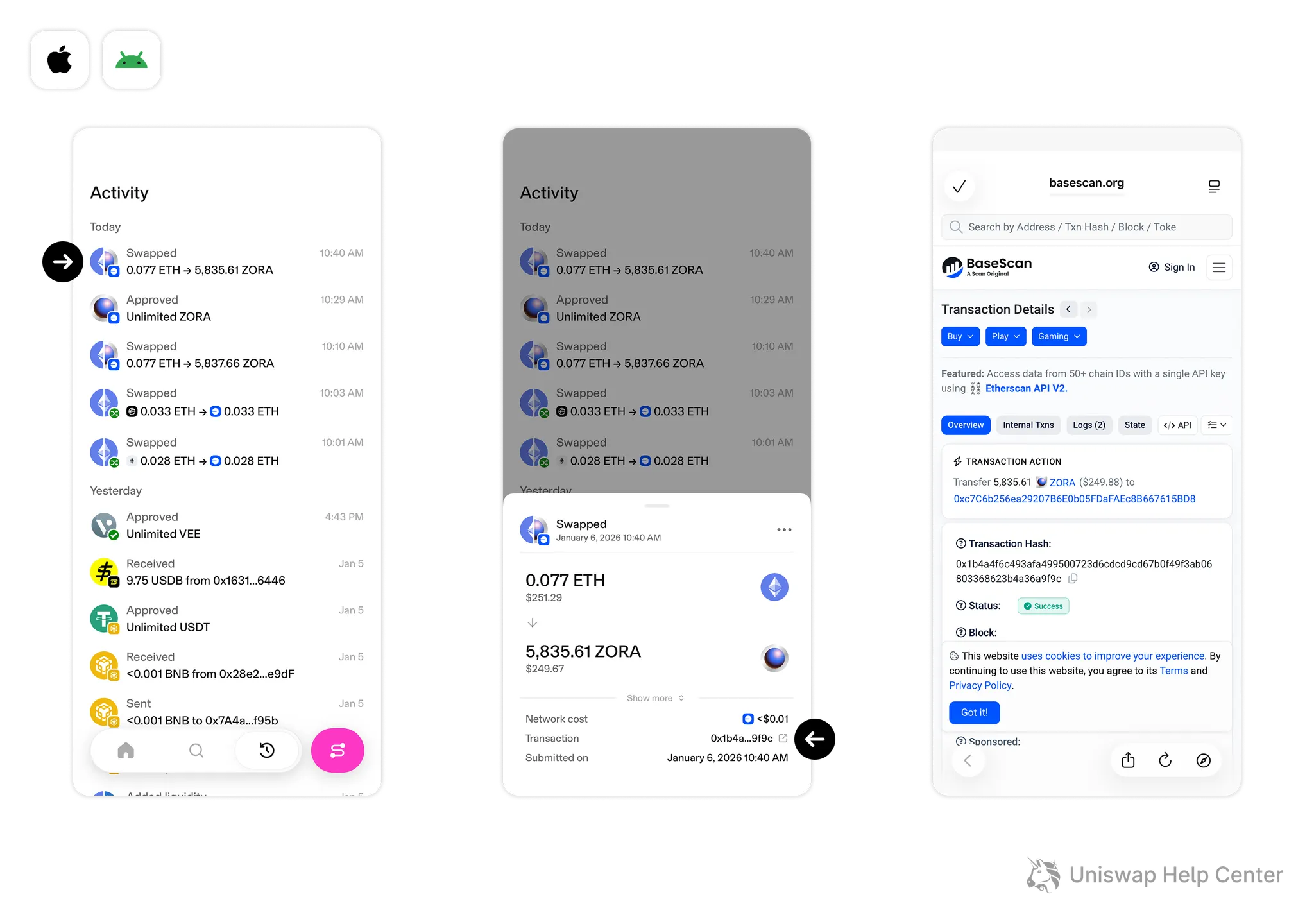 How to view your Uniswap Wallet activity – Uniswap Labs