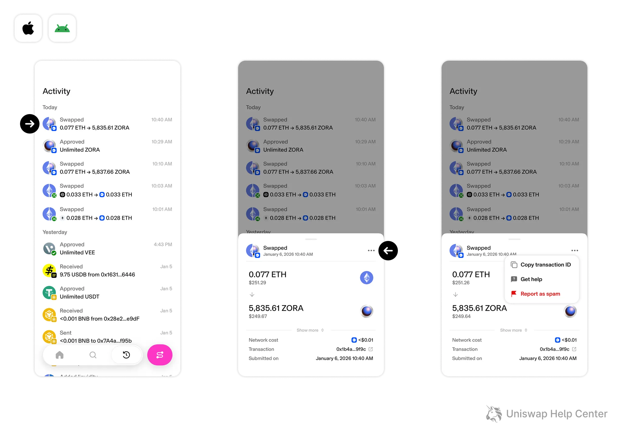 How to view your Uniswap Wallet activity – Uniswap Labs
